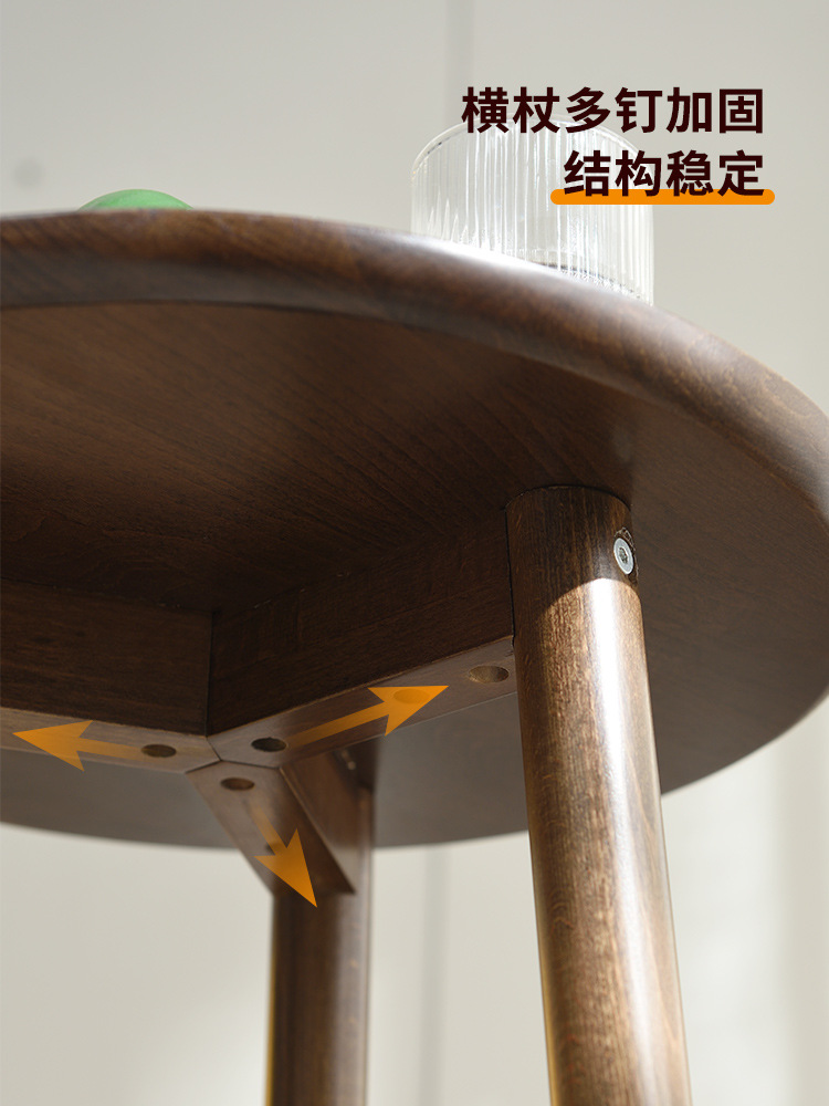 Sofa side table solid wood small round table household simple movable small coffee table living room side table balcony small tea table corner table