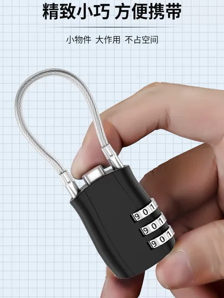Cross-border zinc alloy new steel wire password padlock 3-digit password with steel cable luggage travel lock now supply factory