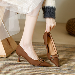 One generation fashionable shoes for women 2023 spring new pointed toe stiletto high heels French commuter women's shoes