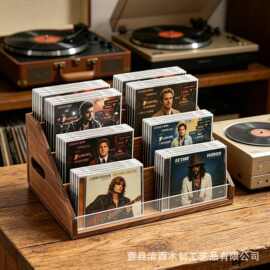 木制唱片收纳盒桌面书籍玩具整理架多层手提CD黑胶置物展示架