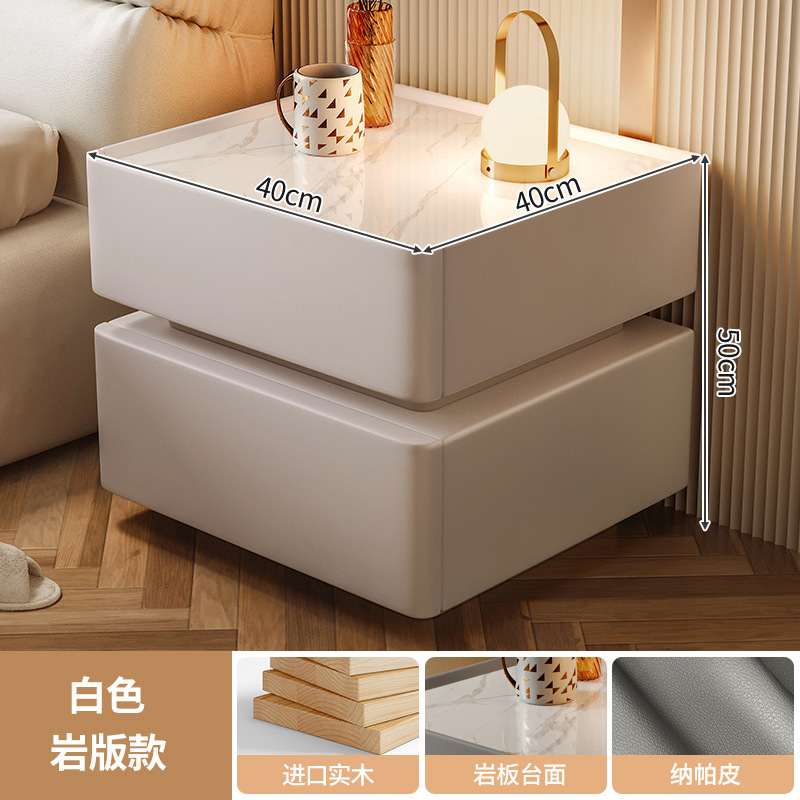 Mesita de noche inteligente, lujo ligero, alta calidad, madera maciza con luz 2024, nuevo dormitorio con cerradura, pequeño gabinete, simple y moderno