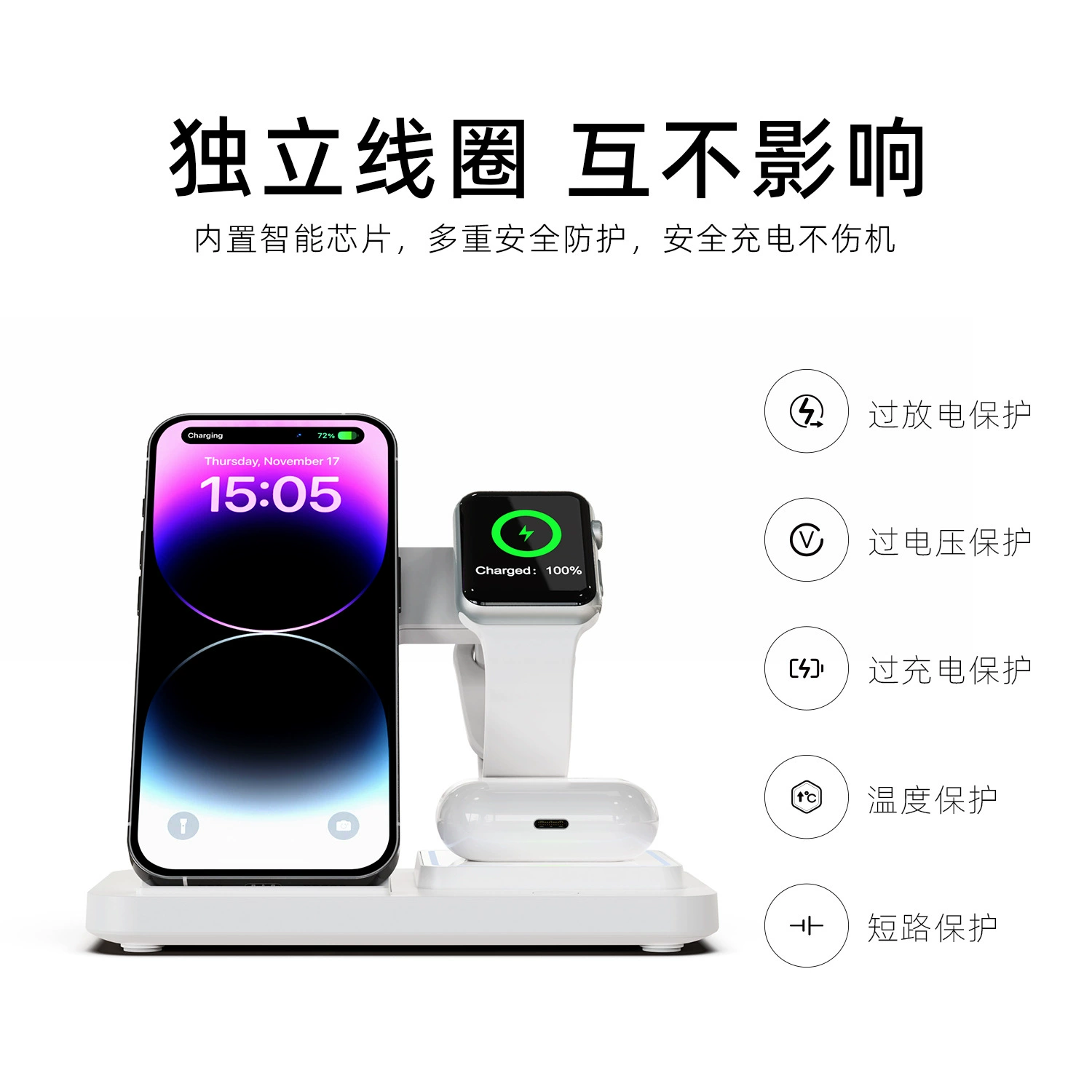 Apple, с синхронизацией с телефоном, беспроводные совместимые наушники, часы, три в одном,