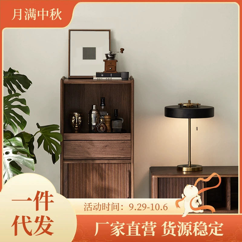 Скандинавский черный орех Полностью твердый деревянный боковой шкаф для телевизора Современная простая гостиная-ведро Шкаф Спальня Свет Роскошный боковой шкаф для хранения