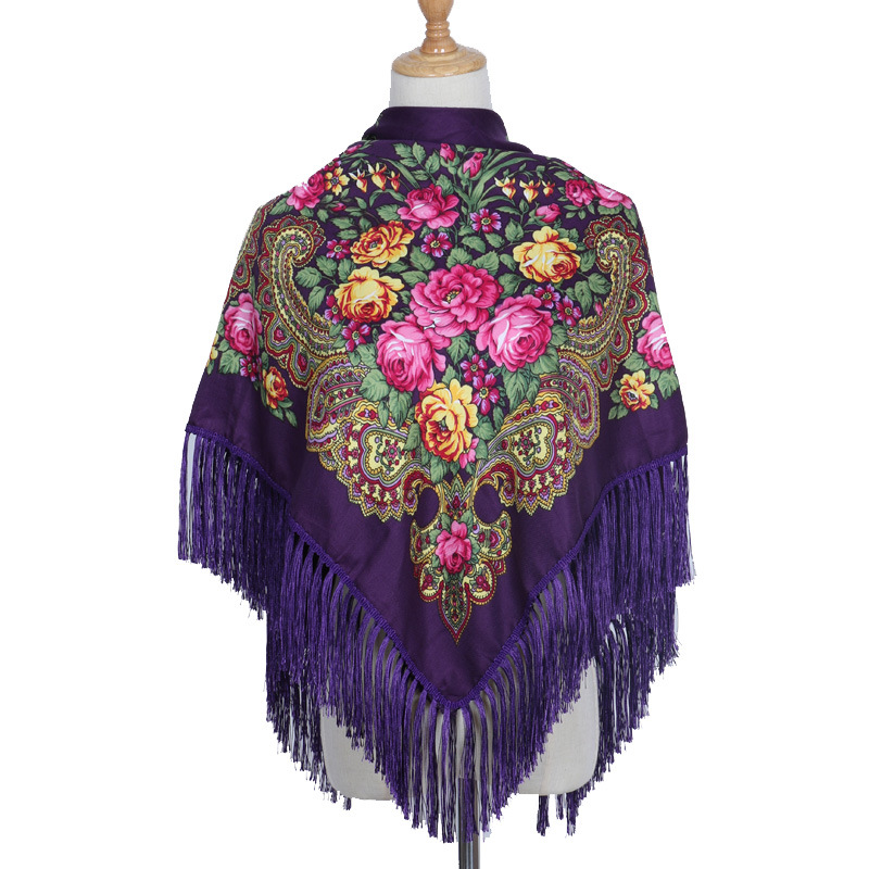 Women's Retro Ethnic Style Flower Cotton Polyester Blend Printing Shawl display picture 4