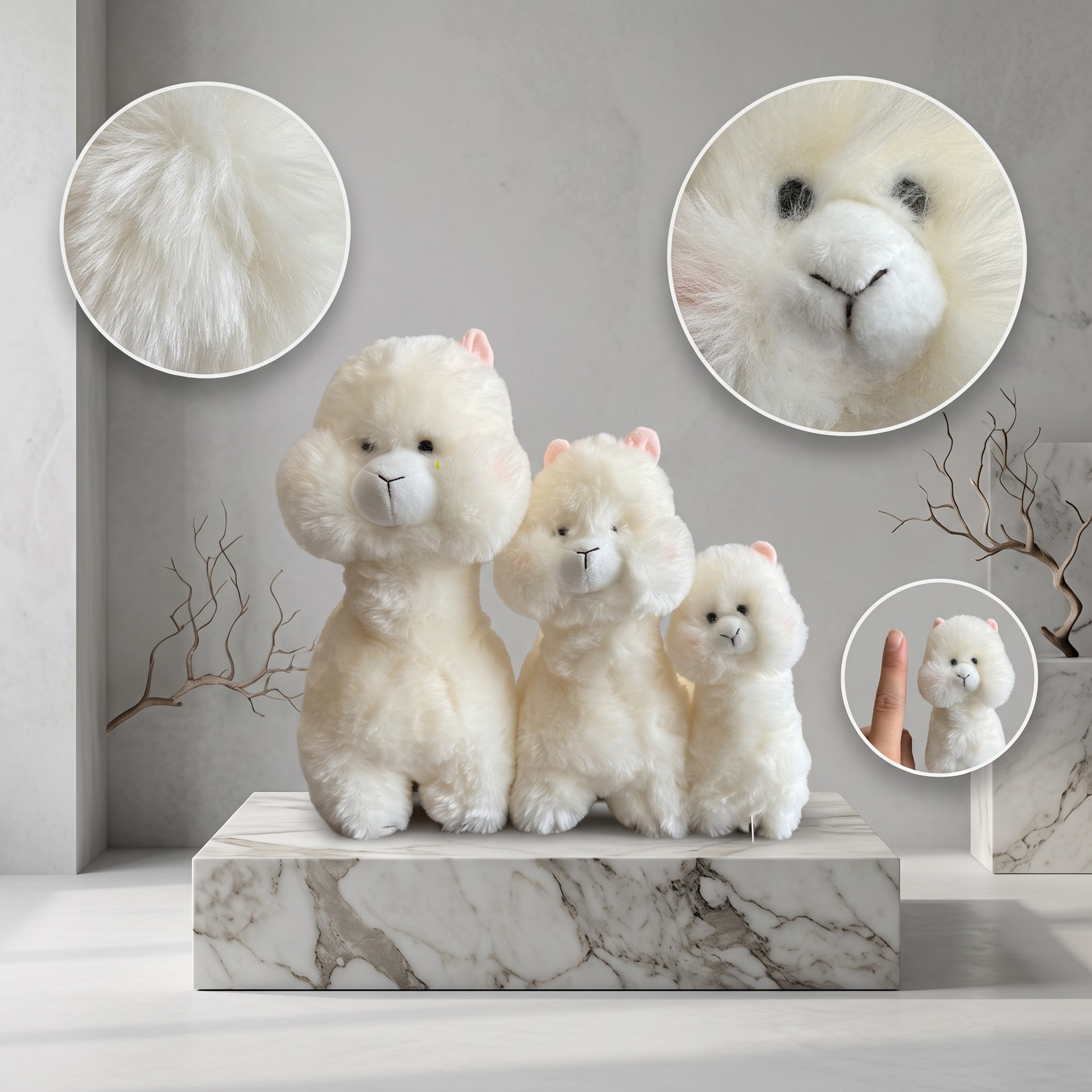 Cute white alpaca plush toy pillow, children's gift, healing toy for girls