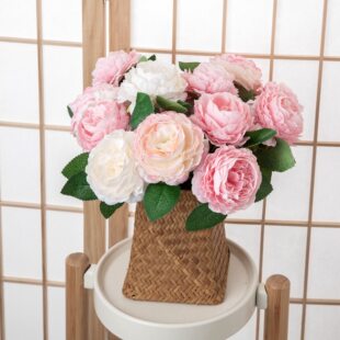 Simulated flower core-packed peony single-headed Western rose manufacturer home decoration wedding bouquet fake flower INS cross-border