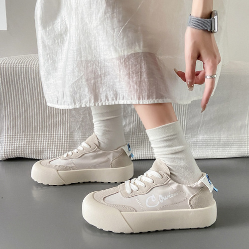 Summer New Breathable White Shoes Casual Big Toe Shoes Versatile Korean Style Sneakers Thick Soled Platform Shoes Women R618