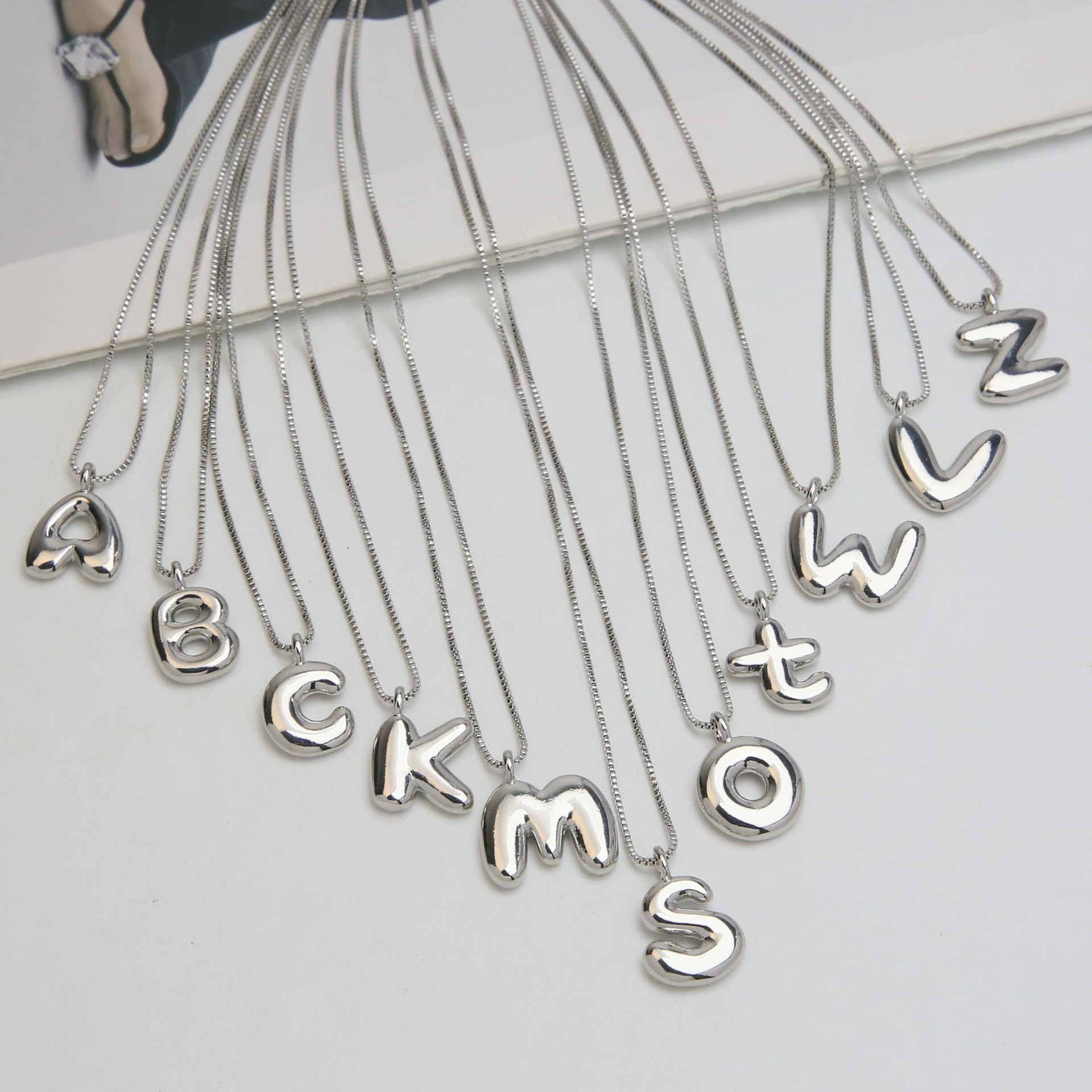 Letter Pattern Women's Gender Brass Simple Style Plating Letter Pendant Necklace