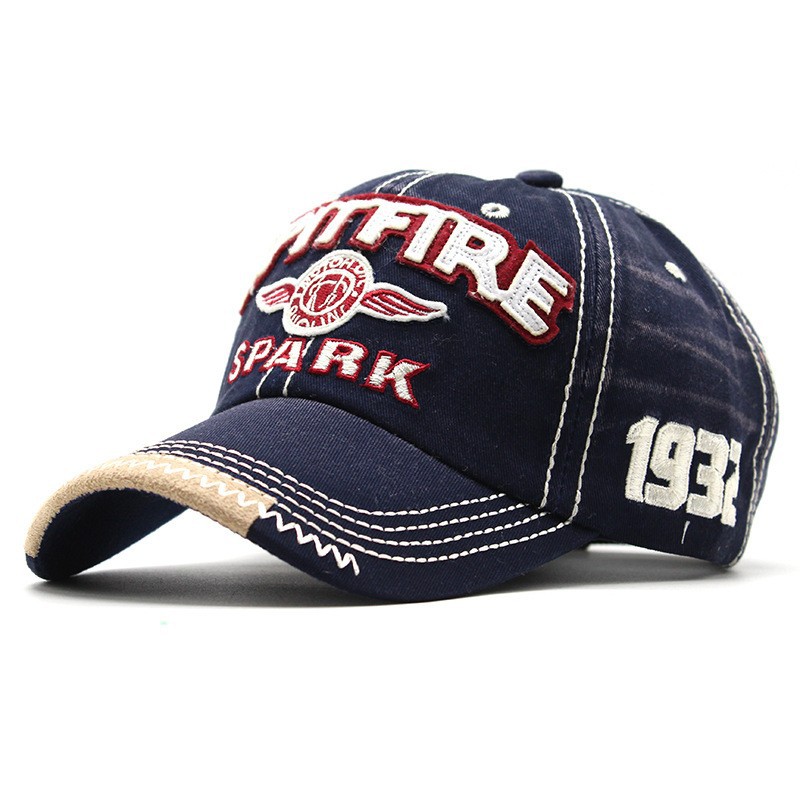 Cappello da baseball unisex SPARK in cotone lavato con ricamo a lettere e protezione UV_voghion.com