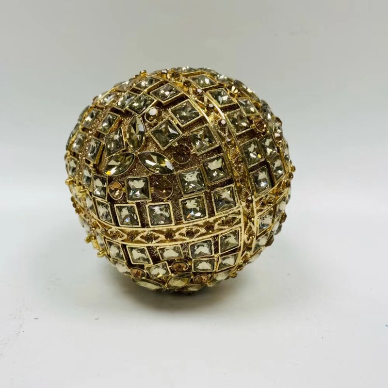 Cherish the Moments Round Chain Evening Bag with Diamonds and Turquoise, Party Evening Bag with Rhinestones, Clutch Bag for Banquets Cherish the Moments Round Chain Evening Bag with Diamonds and Turquoise, Party Evening Bag with Rhinestones, Clutch Bag for Banquets