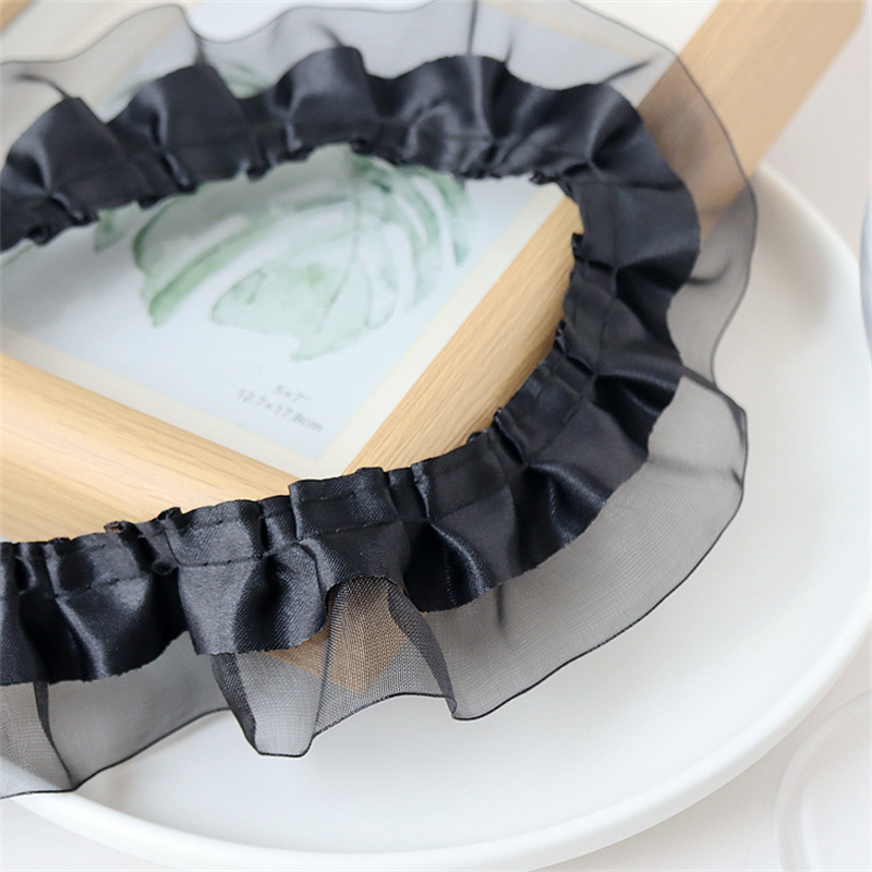 4CM宽黑白色双层雪纺纱带蕾丝布料花边辅料沙发窗帘娃衣diy材批发