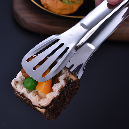 Kitchen small tools multi-functional stainless steel food tongs bread tongs buffet steak tongs three-line food tongs
