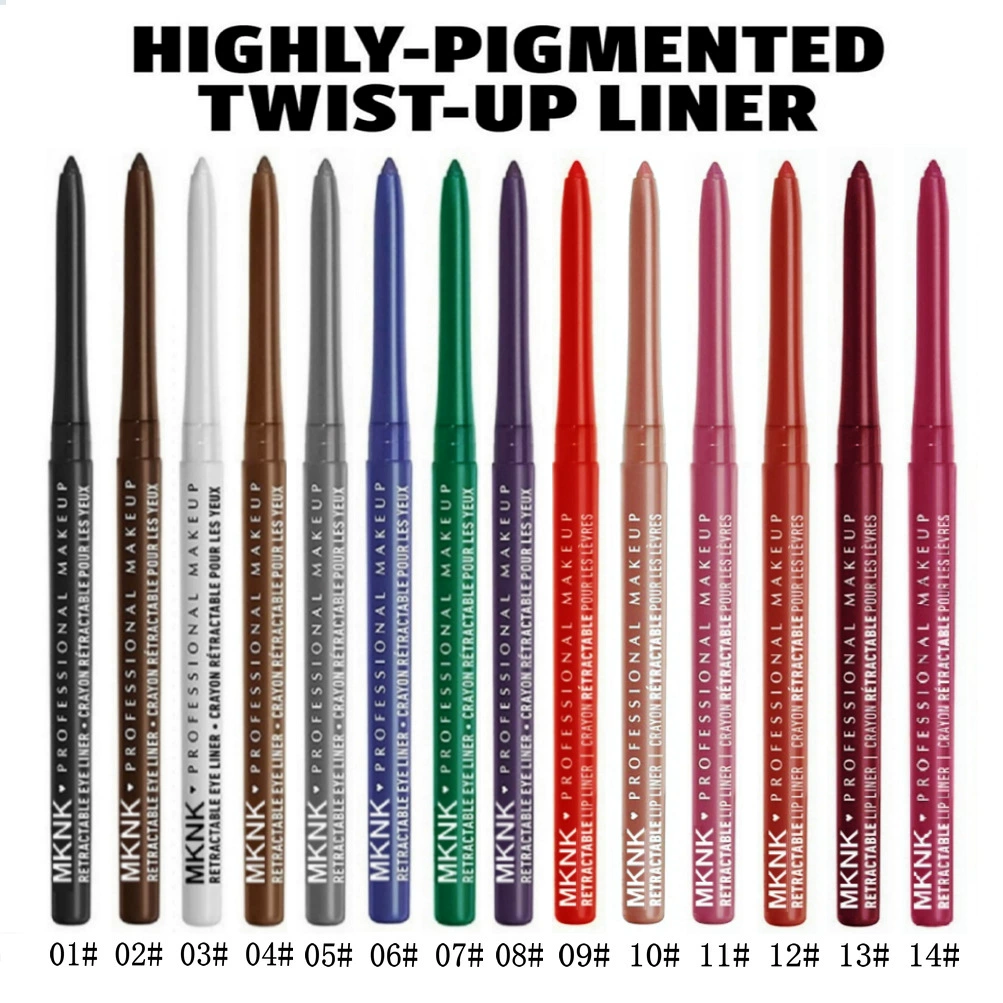Хит продаж: автоматическая вращающаяся гелевая подводка для глаз и губ MKNK, легко наносится, разноцветная