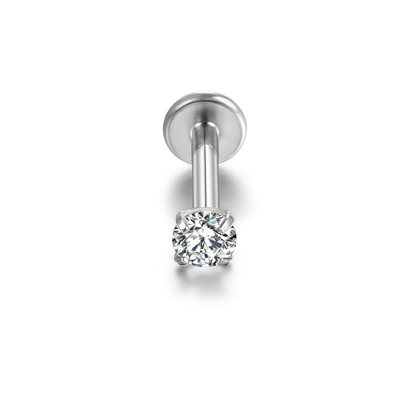Titanium Nose Stud Piercing Jewellery With Zircon Internal Thread_voghion.com