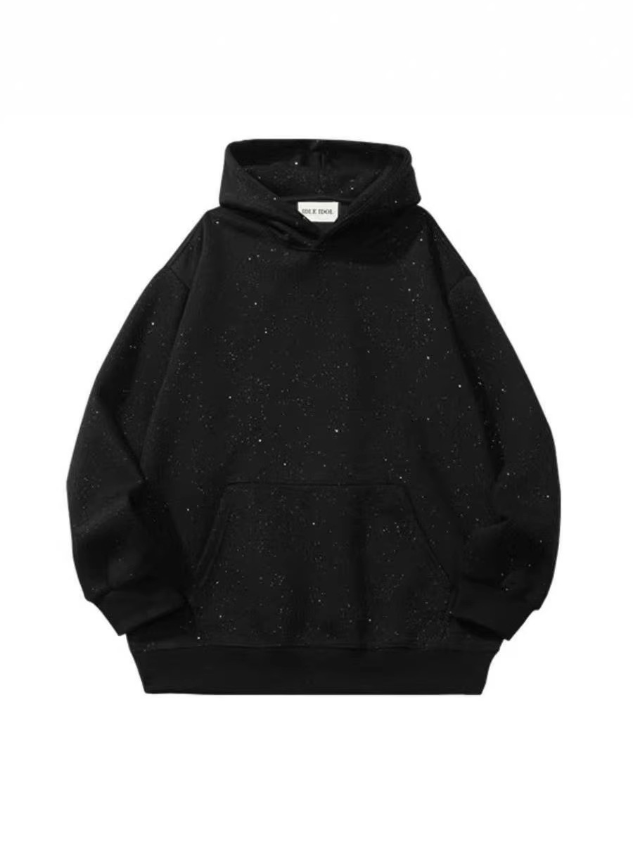 Loose Starry Sky Pattern Autumn and Winter Hooded Sweatshirt Top for Women, Korean Style Custom Fleece-Lined New Fashion Trendy Jacket for Women 2