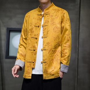2023 autumn and winter New Chinese style men's deerskin velvet retro Chinese Tang suit Hanfu plus size trendy jacket jacket