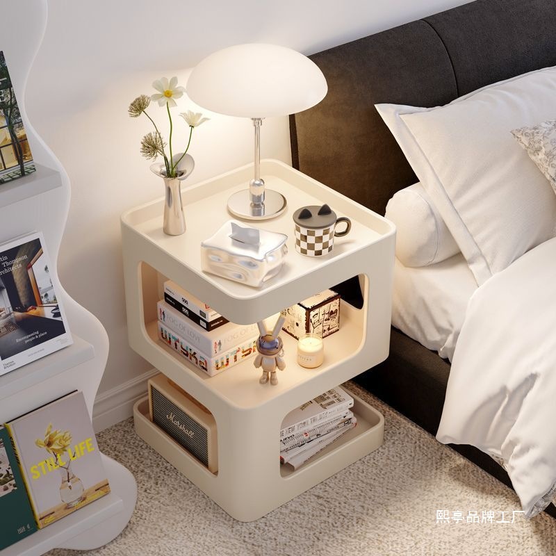 Bedside Storage Rack Small Coffee Table Wrought Iron Bedside Table Storage Cabinet Side Cabinet Bedroom Cream Sofa Side Table Creative Style