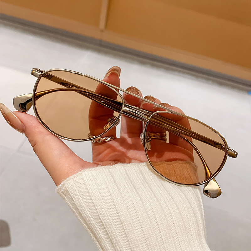 双梁蛤蟆跨境太阳镜男士金属框渐变色墨镜高清防紫外线太阳眼镜