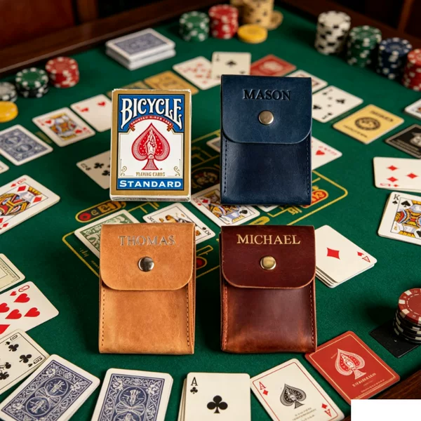 In-Stock 9-Color Single Deck Poker Leather Storage Bag Tabletop Game Entertainment Poker Card Storage Box Tarot Card Leather Case