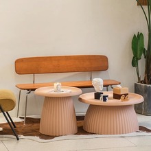 北欧创意ins茶几 小户型现代简约圆形沙发边几塑料矮桌床头小圆桌