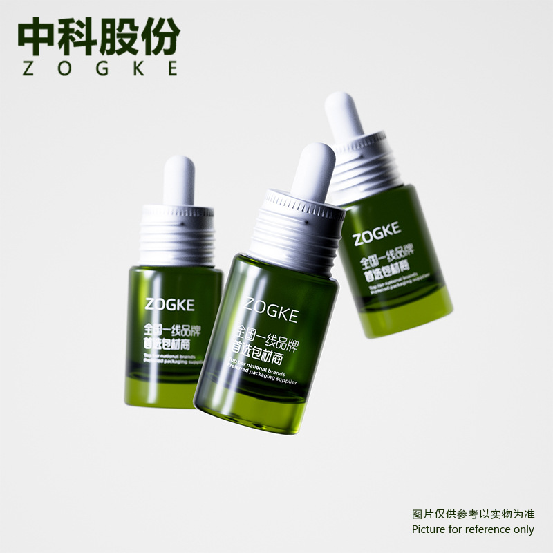 メーカー在庫 10ml 透明グリーンスレッドフラットショルダーボトル エッセンシャルオイルボトル 空ボトル ラバーチップドロッパー 詰め替えボトル ガラスボトル|undefined