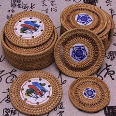 Factory Direct Selling Vietnamese Rattan Tea Cup Mat, Tea Ceremony Pot Stand, Rattan Bowl Mat, Pot Mat, Cooking Mat, Heat Insulating Mat