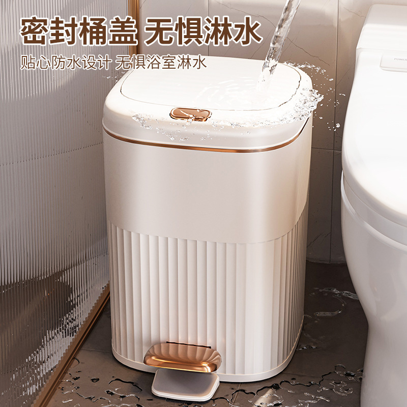 Manufacturer's Ready-Stock Luxury Trash Can with Dual Opening Via Hand and Foot, Sealed and Odor-Proof, Suitable for Home Use in the Kitchen