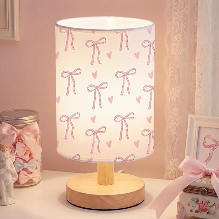 Cross-Border Supply, Minimum Order of One Piece, Fabric Table Lamp, Children's Lamp, Bedroom Atmosphere Lamp, Linen Lampshade, Night Light