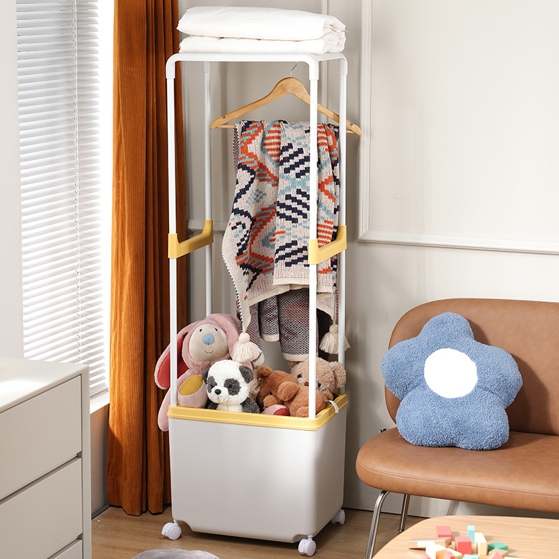 Simple and Portable Laundry Rack with Wheels, Sanitary Bathroom Storage Rack, Large Capacity Laundry Storage Basket, Multifunctional Wardrobe Rack