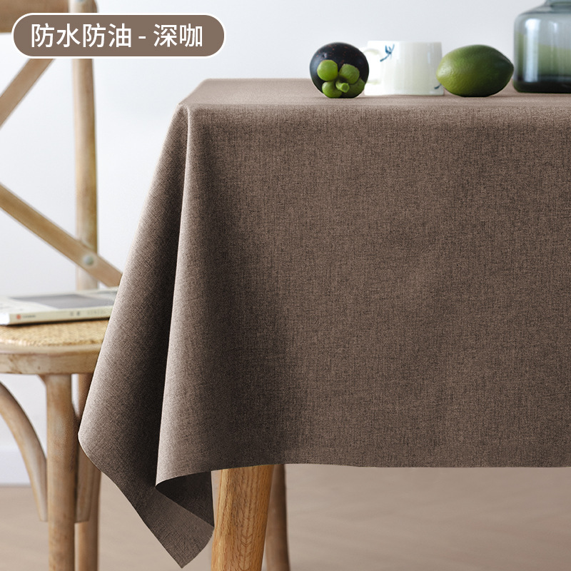 Tejido algodón lino impermeable a prueba de agua a prueba de aceite color sólido tela de mesa rectangular toalla de cubierta a prueba de polvo mesa de té doméstica tela de mesa al por mayor
