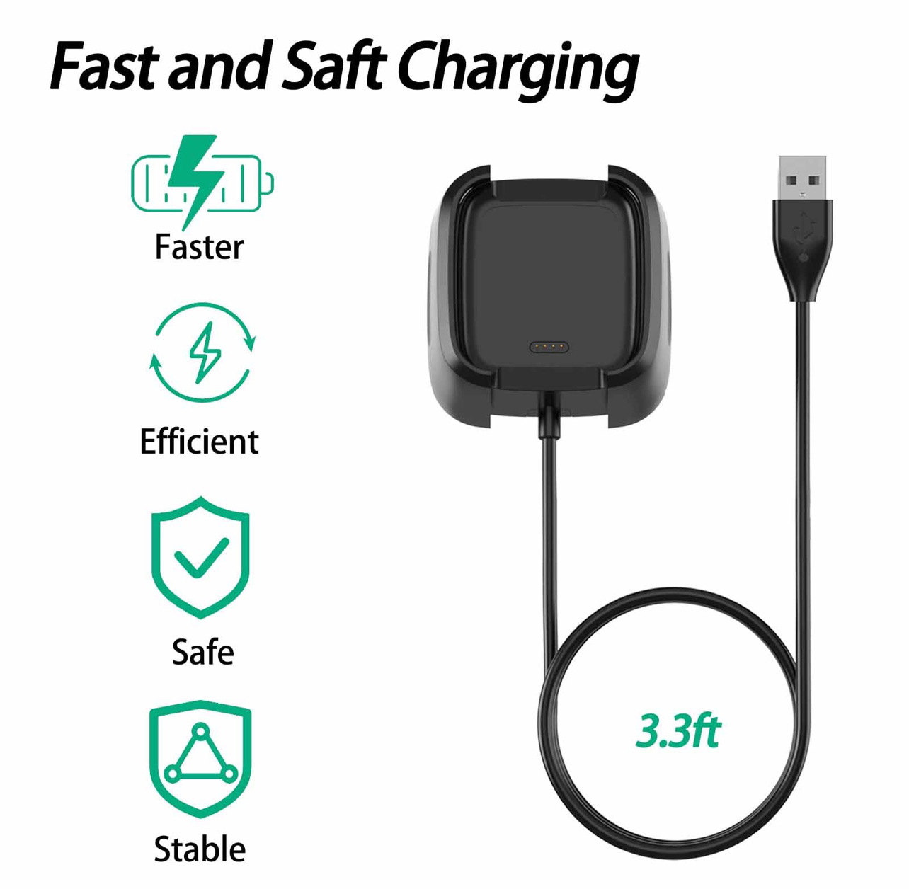 Factory direct sales fitbit versa 2 smartwatch charger, charging base, charging cable, USB Item Picture