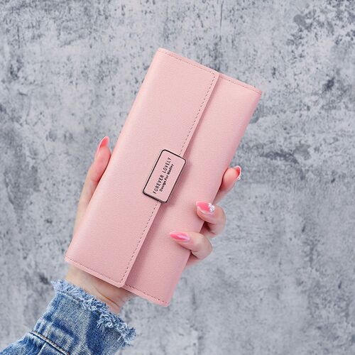 New long wallet for female students, fashionable and simple three-fold coin purse, large capacity, multi-functional card holder and wallet all in one