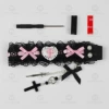 Black and pink lace ribbon + hanging ornaments