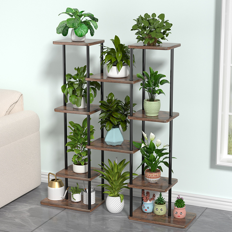 Estante de flores transfronterizo soporte vegetal de varias capas tabique de hierro de piso a techo soporte de maceta de Sala de estar interior soporte de maceta