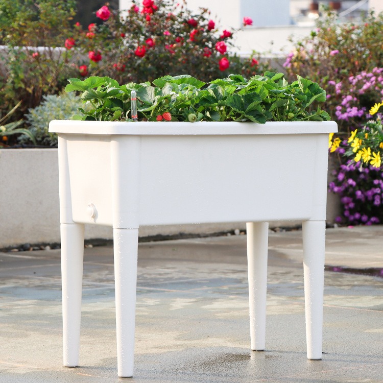 Laizhixiu caja de plantación autoabsorbente rectangular Horun con tapa piso de pierna alta caja de plantación autoabsorbente al por mayor