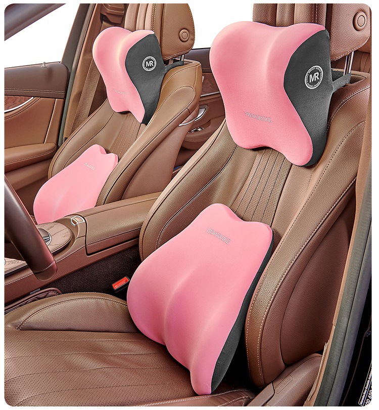 Memory foam rebound car headrest waist pillow breathable car pillow car seat waist back cushion set wholesale
