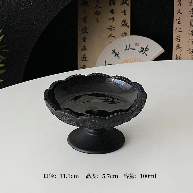 高级感高脚水果盘客厅茶几家用零食摆放盘果盘玻璃干果盘子沙拉盘|undefined