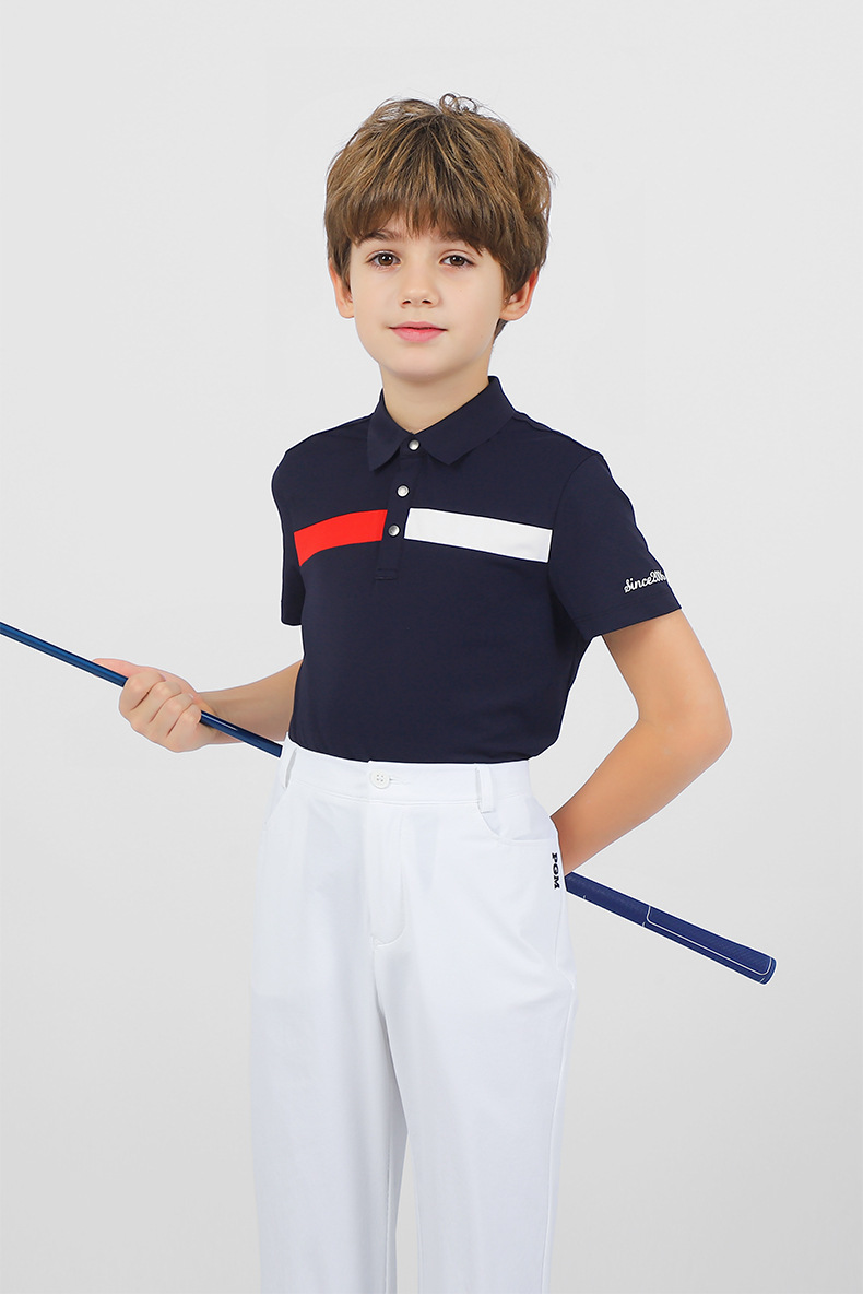 Áo thun golf trẻ em PGM tay ngắn hút ẩm, form thể thao thoải mái — YF595-màu đỏ, YF595-màu xanh nước biển, YF595-màu trắng, KUZ159-màu xanh hải quân chi tiết 8