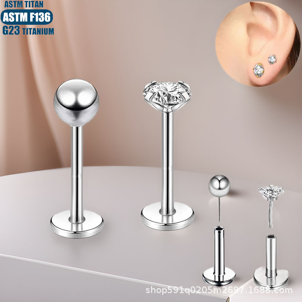 Pointed labret stud close-up product detail