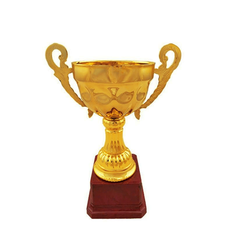 Redwood color base gold -plated metal trophy all grade competition awards gift primary school junior high school high school high school