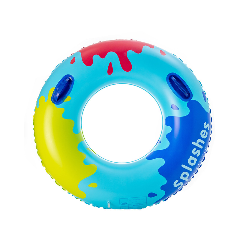 Transfronterizos ampliados con mango de barco de anclaje arco iris anillo de natación para adultos anillo de natación infláble arco iris de gran tamaño para hombres y mujeres