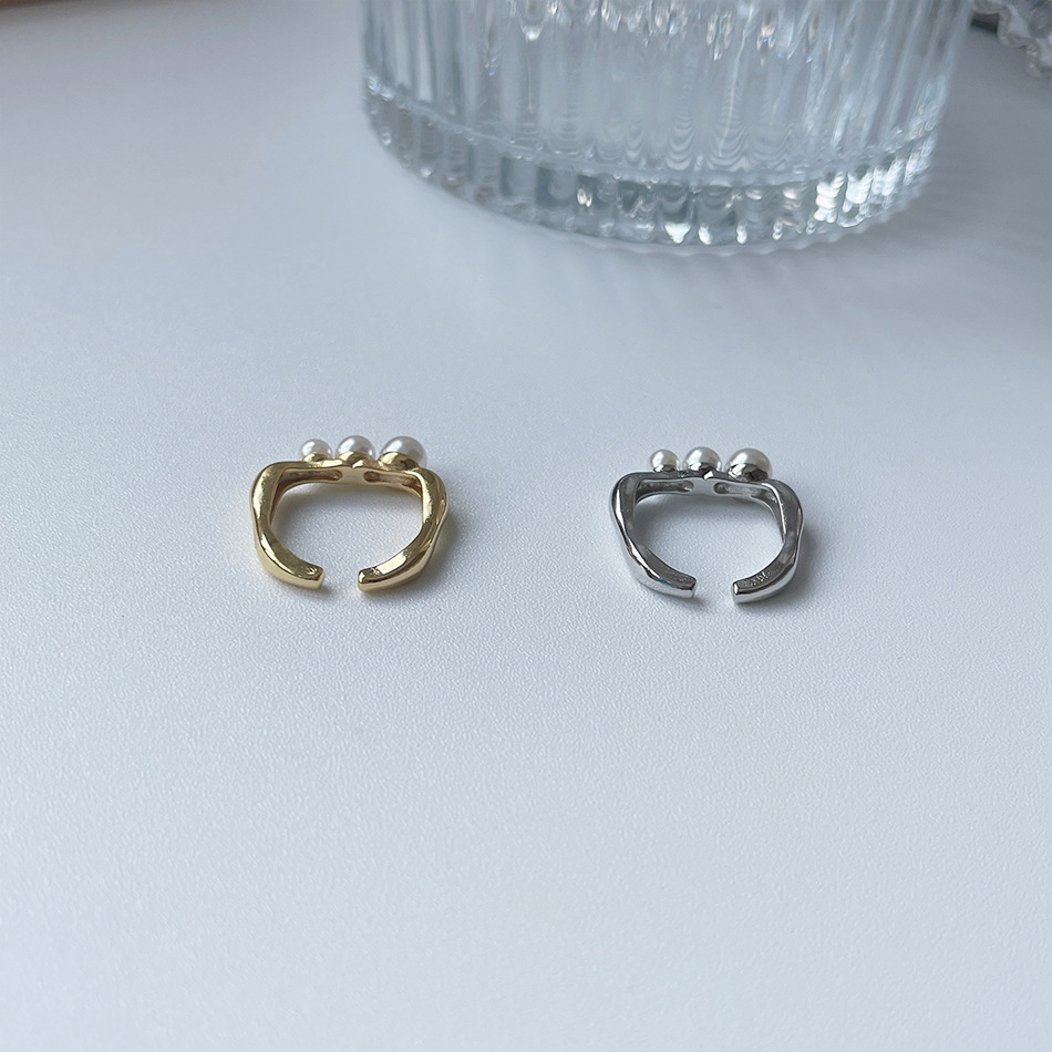 Fashion Geometric Copper Artificial Pearls Open Ring