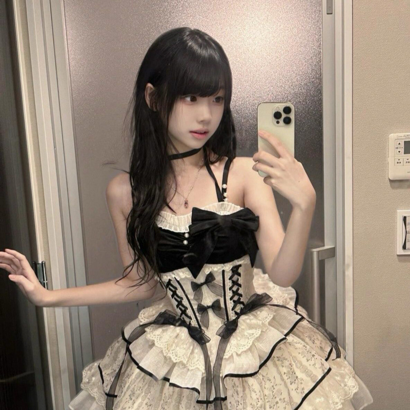 甘い夏の新しいフレンチサスペンダープリンセスチュチュスカートかわいいドレスケーキロリータスカート|undefined