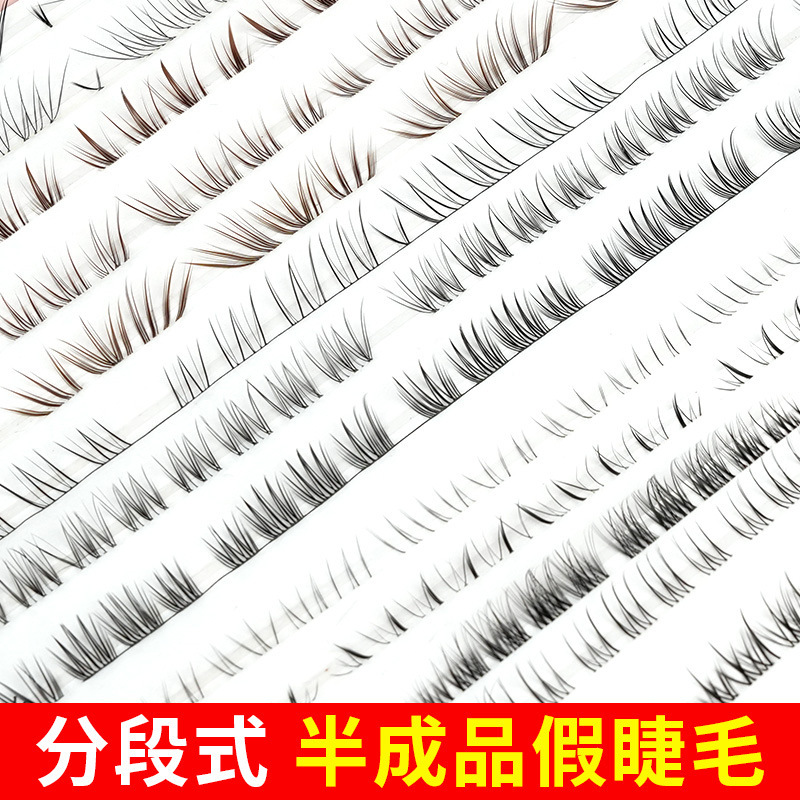 Semi-Finished False Eyelashes with Pre-Curvature for DIY Application, Upper and Lower Lashes, Clear Root, Half-Strip, Natural and Thick Style Eyelashes Semi-Finished False Eyelashes with Pre-Curvature for DIY Application, Upper and Lower Lashes, Clear Root, Half-Strip, Natural and Thick Style Eyelashes