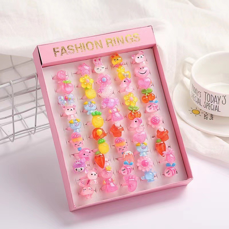 Children's Cartoon Gemstone Rings Girls Princess Cute Toy Rings Bulk Kindergarten Gifts Wholesale