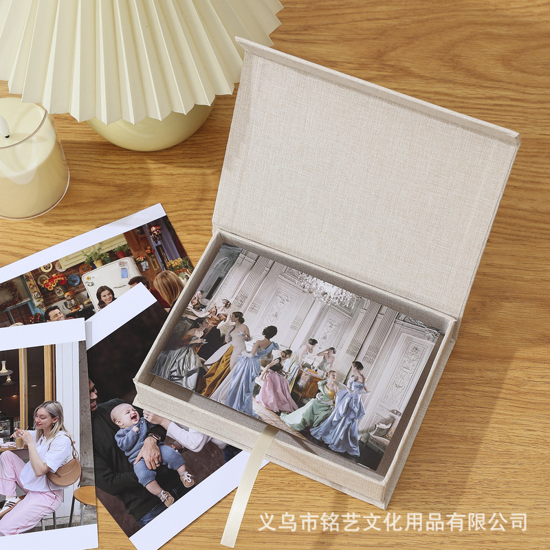 Wholesale Literary Linen Photo Album Storage Box Photo Memory Box Cross-Border New Model Wholesale Literary Linen Photo Album Storage Box Photo Memory Box Cross-Border New Model