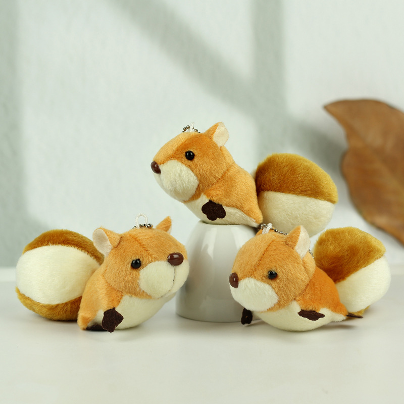 Cute Squirrel Pendant Plush Toy Mini Big Tail Squirrel Doll Bag Pendant Doll Children's Small Gift
