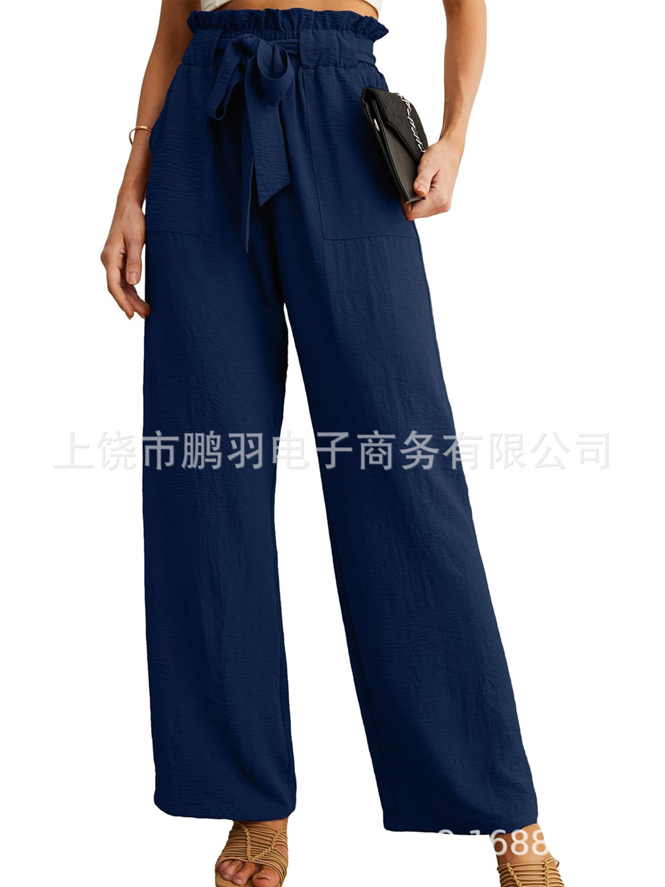 2025 ropa de mujer de cintura alta brotes de flores correa de cintura pantalones de piernas anchas pantalones casuales multicolores delgados comercio exterior al por mayor pantalones de flores image 6