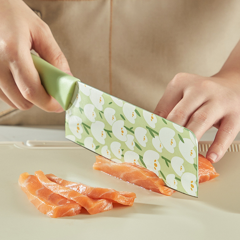 Cuchillo de cocina de tulipán original Cocina doméstica de alta gama Cuchillo de acero inoxidable Cortar verduras en rodajas Cuchillo de carne Cuchillo de fruta impreso