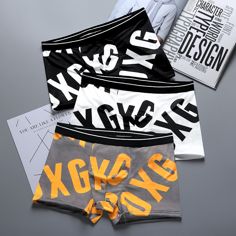Ropa interior de los hombres de seda de hielo calzoncillos de los hombres verano transpirable cómodo moda personalidad Boxer shorts niños pantalones personalidad